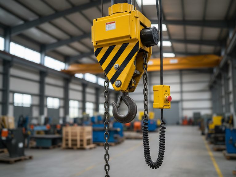 Industrial electric chain hoist in Malaysian warehouse